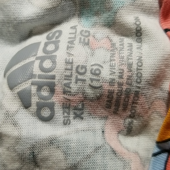 PEACE LOVE ADDIDAS ALL COTTON SOFT MOD FLORAL PRINT T SHIRT SIZE 16 XL TOP - Picture 8 of 8